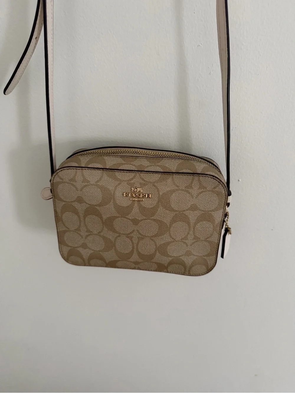 Coach Mini Camera Crossbody bag | Signature Canvas - Light Khaki/Chalk